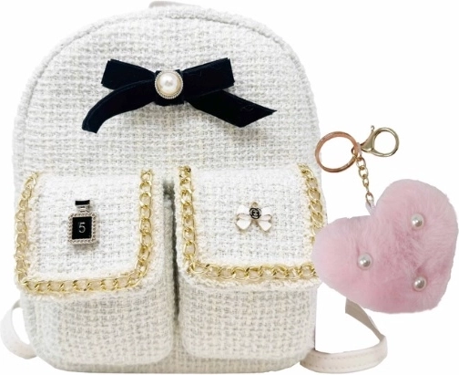 Hot Focus mochila infantil con colgante pompón blanca