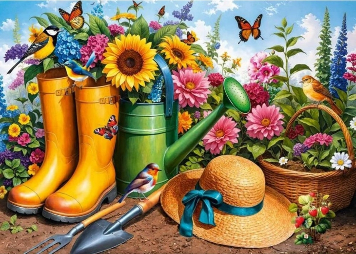 Puzzle Botas doradas en el jardín 1000 piezas