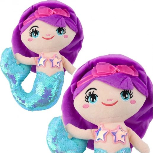Sirena de peluche con cola de lentejuelas turquesa 28 cm