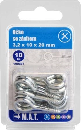 Argolla cerrada con rosca 20 × 10 × 3,2 mm, galvanizada (10 uds)