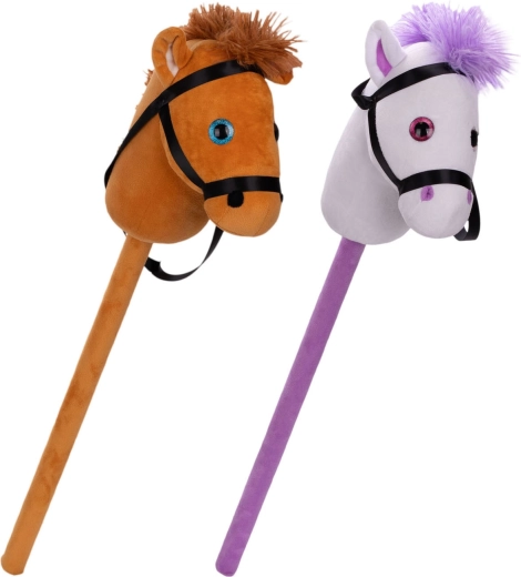 Caballito de peluche con palo 75 cm (2 colores)