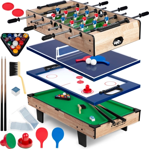 Mesa de juegos multifuncional 4 en 1 NEO-SPORT para futbolín, air hockey, ping pong y billar