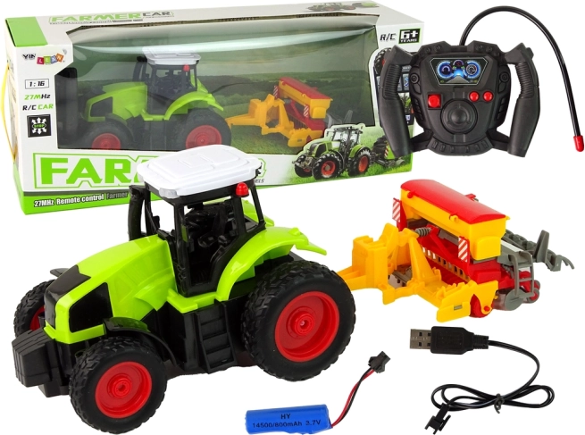 Tractor RC infantil con empacadora 1:16 verde