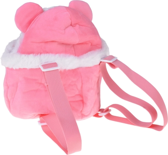 Mochila rosa de peluche para llevar de viaje