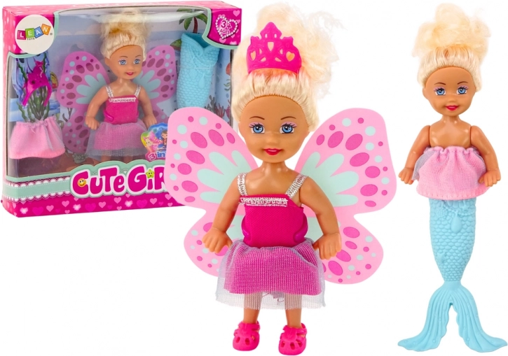 Mini muñeca 2 en 1: sirena y hada soñadora
