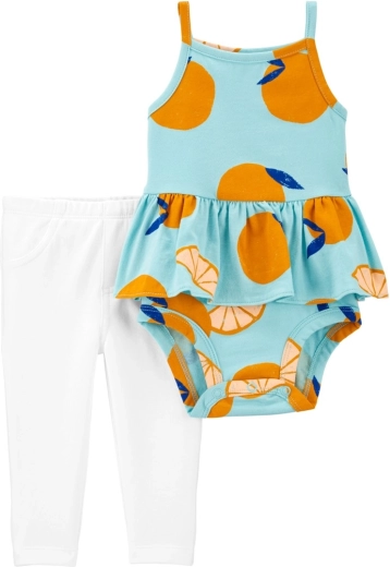 Carter's set de 2 piezas – body de tirantes y leggings blue orange para niña (6 m)