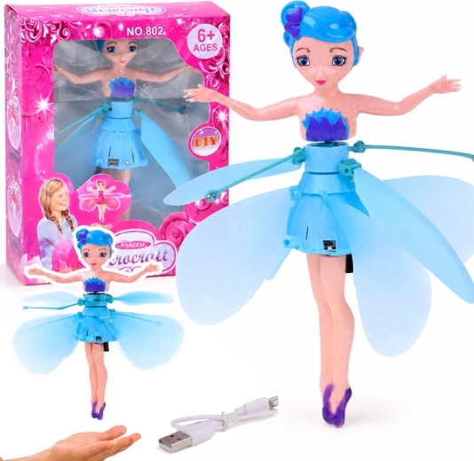 Hada voladora interactiva con sensor de mano y luz, 19 cm - 1 unidad