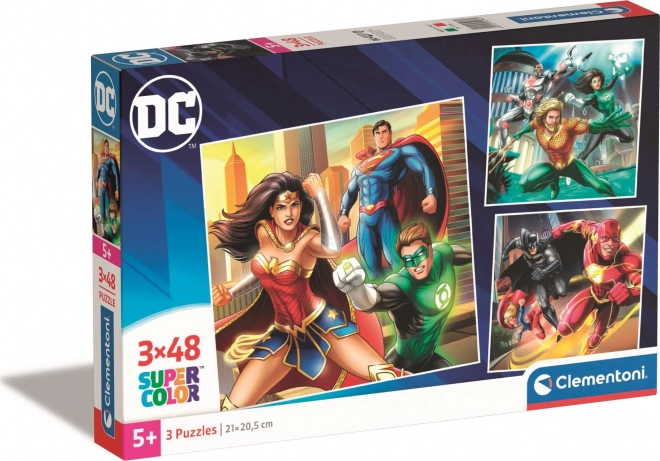 Puzzle 3×48 piezas DC Liga de la Justicia de Clementoni