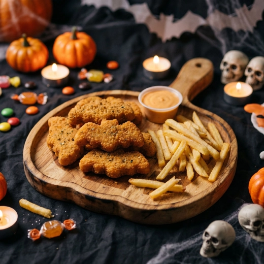 Bandeja de madera para servir con forma de calabaza de Halloween