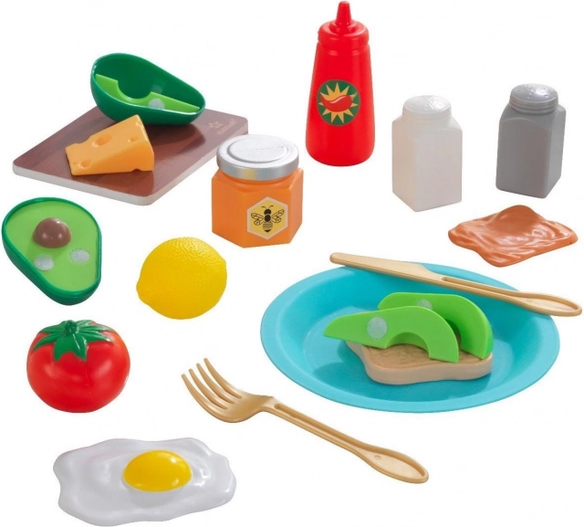 KidKraft Create & Cook: tostada de aguacate – set de madera para preparar el desayuno