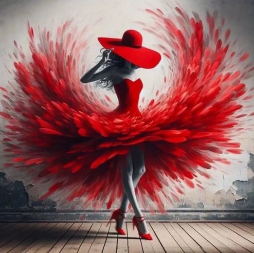 Pintura de diamantes Bailarina de rojo 30×40 cm