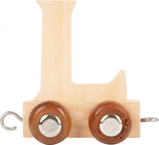 Vagón de madera con la letra L para vías de tren small foot