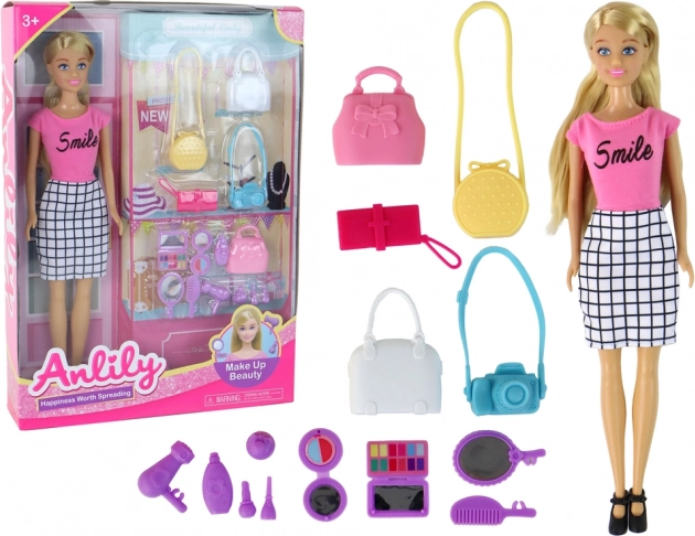Muñeca ANLILY – set de estilismo con bolsos y accesorios