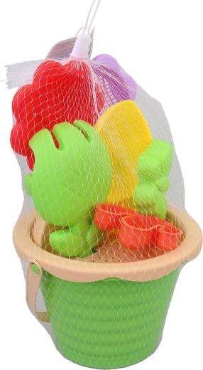 Set de arena con cubo, tamices, herramientas y moldes, 8 piezas