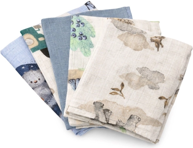 Pañales de algodón con estampado NEW BABY 60×80 cm, set para niño, 5 uds.