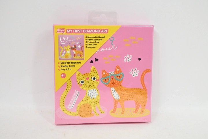 STNUX cuadro de diamantes con gatitos sobre fondo rosa 15 × 15 cm - 1 pieza