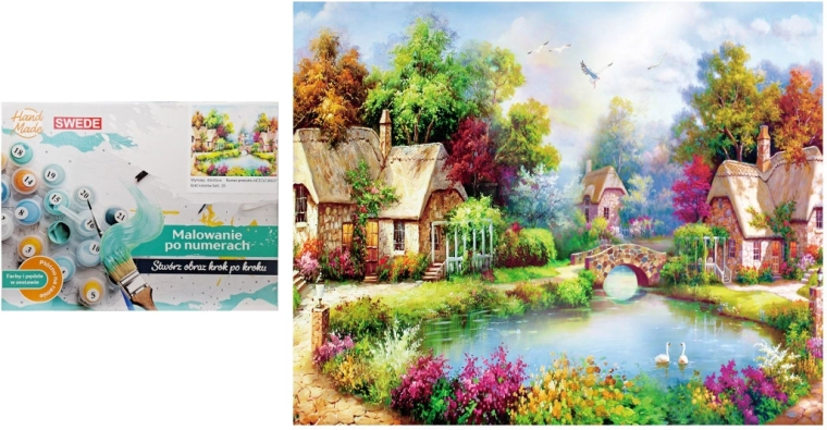 Pintura por números casitas sobre el agua