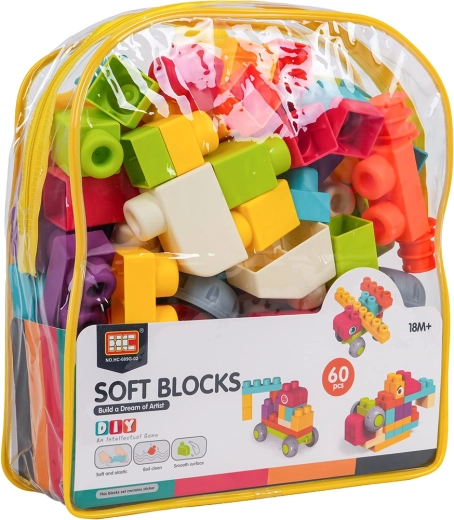 Set de bloques de construcción blandos, 60 piezas, con mochila