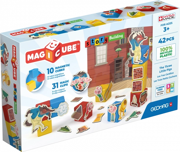 Geomag Magicube Tres cerditos – cubos magnéticos y clips