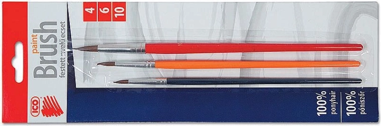 Set de pinceles redondos ICO 4/6/10 – mangos de madera de colores