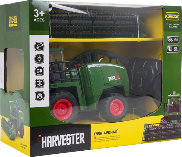 Cosechadora RC verde con efecto de humo 1:24