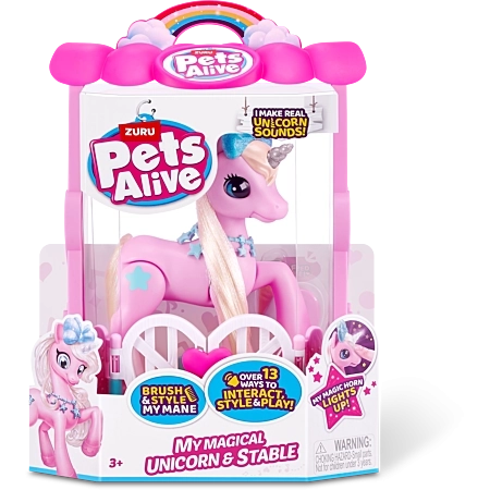 Unicornio interactivo Pets Alive con establo