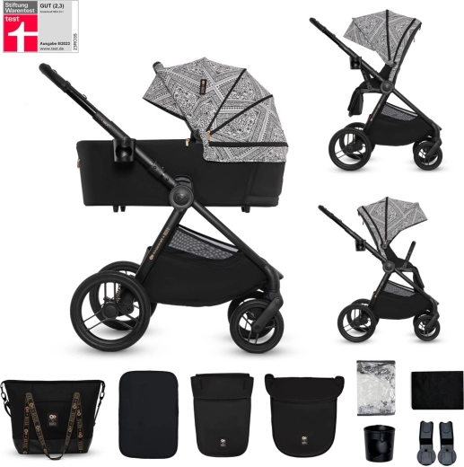 KINDERKRAFT Nea 2 cochecito combinado 2 en 1 Lunar Black Bizuu