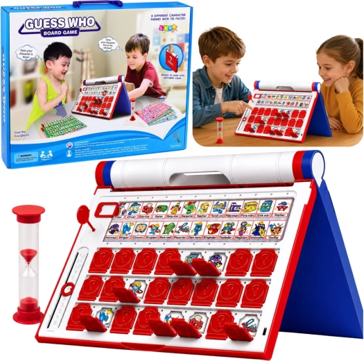 Juego de mesa de adivinanzas Guess Who contrarreloj con maletín y reloj de arena