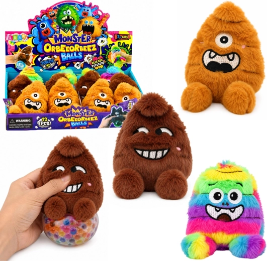 Monstruo antiestrés de peluche para apretar con purpurina 8 cm - 1 pieza