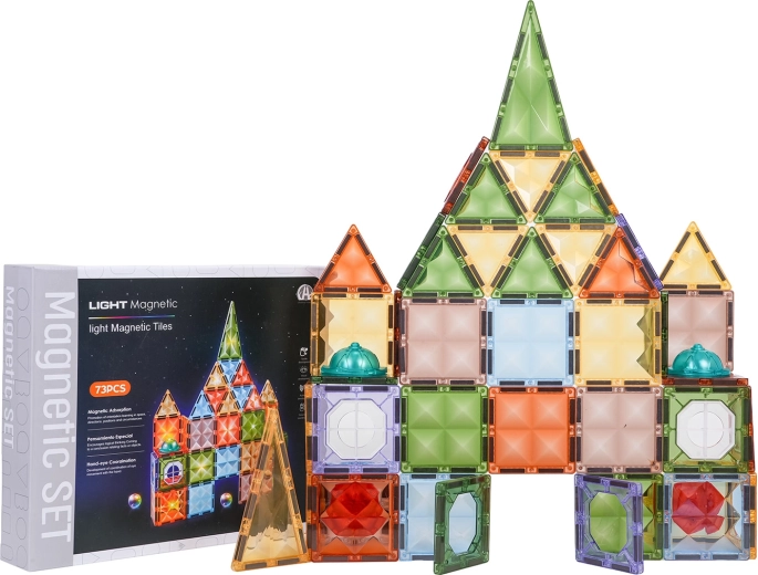 Kit de construcción magnético 3D con iluminación, 75 piezas