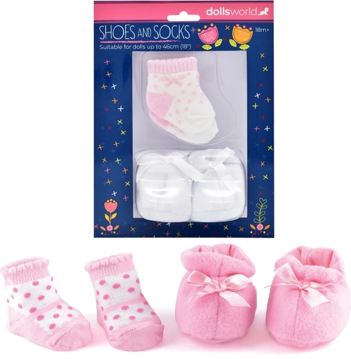 Dolls World botitas y calcetines para muñecas de 46 cm, 2 tipos
