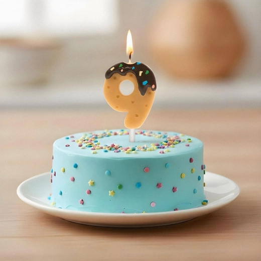 Vela para tarta con forma del número 9