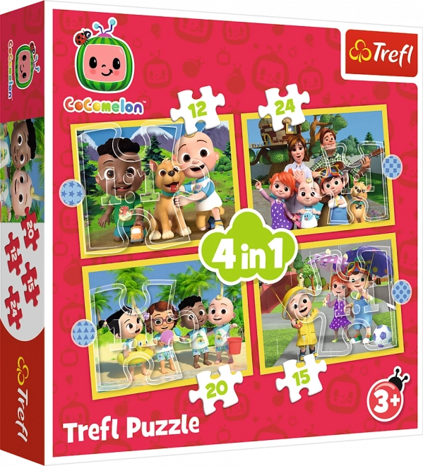Puzzle 4 en 1 Cocomelon, Conoce a los héroes Trefl