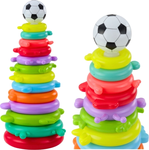 Pirámide educativa apilable con pelota y pegatinas – 13 niveles