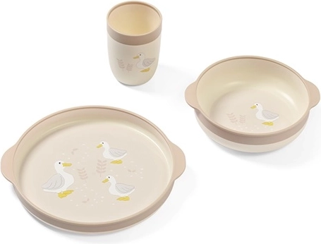 Set de comedor infantil Babyono Farmer: plato, cuenco y vaso, 12m+