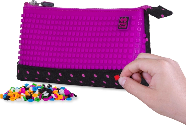 Pixie Crew estuche grande negro con punto fucsia