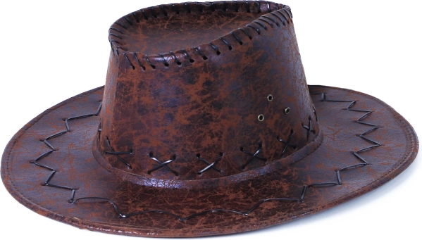 Sombrero vaquero de polipiel marrón para adultos