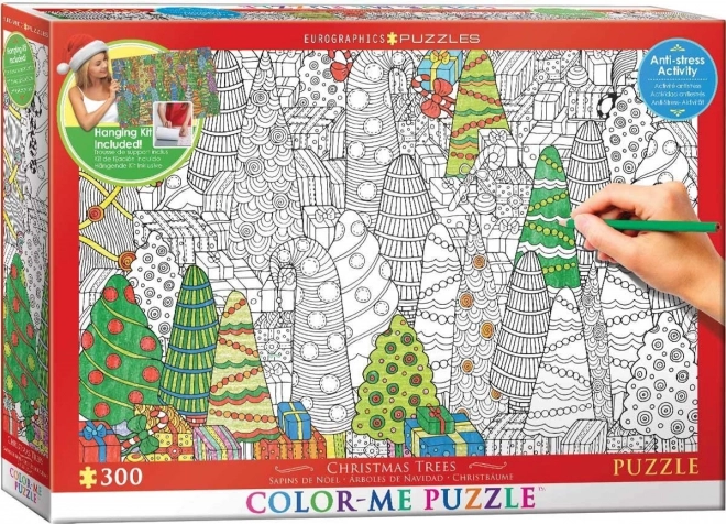 Eurographics Color Me Puzzle arbolitos navideños 300 piezas con kit para colgar