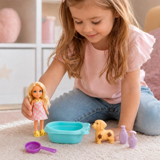 Juego con la muñeca y el perrito