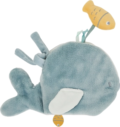 Libro de actividades de peluche Nattou Sally, ballena, 14 cm
