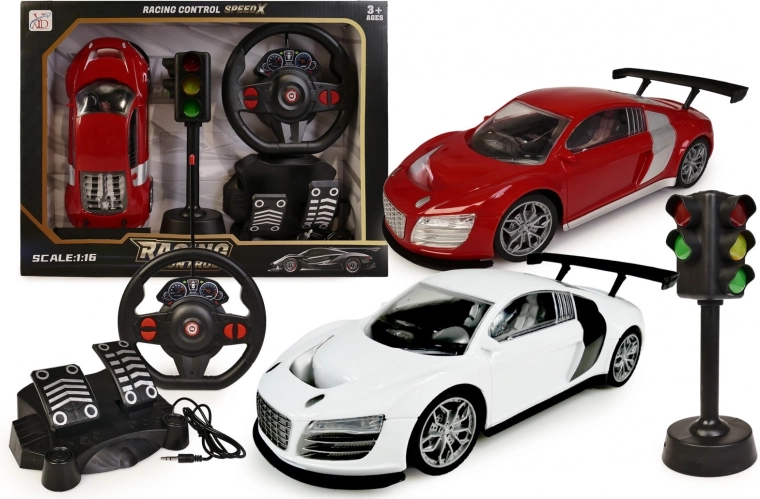 Coche RC con volante y señalización luminosa