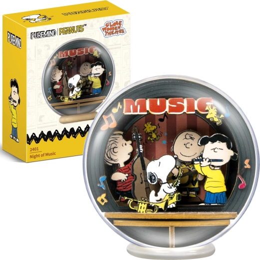 Puremind modelo 3D de madera SNOOPY PEANUTS en esfera – concierto nocturno, rompecabezas DIY