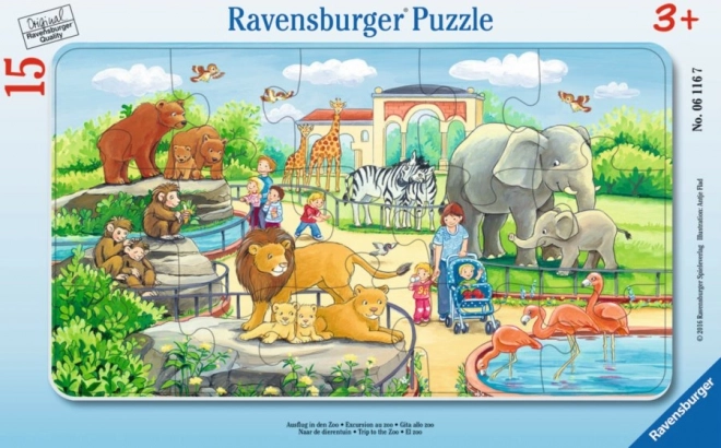 Puzzle infantil Ravensburger en marco de 15 piezas – excursión al zoo
