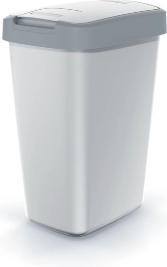 Cubo de basura Compacta Q Flap 12 l, gris ceniza con tapa gris claro