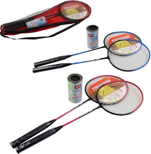 Set de bádminton para niños de 63 cm con raquetas metálicas en bolsa
