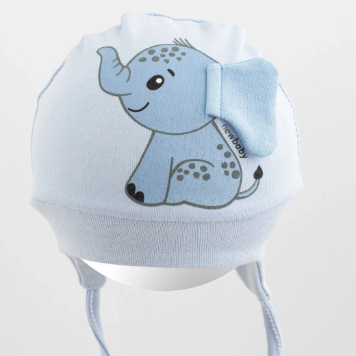 Gorro de bebé de algodón New Baby Happy Elephant azul
