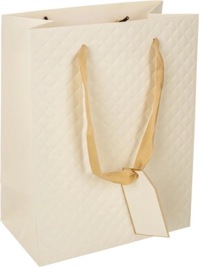 Bolsa de papel de regalo Quilt beige 18 × 10 × 23 cm