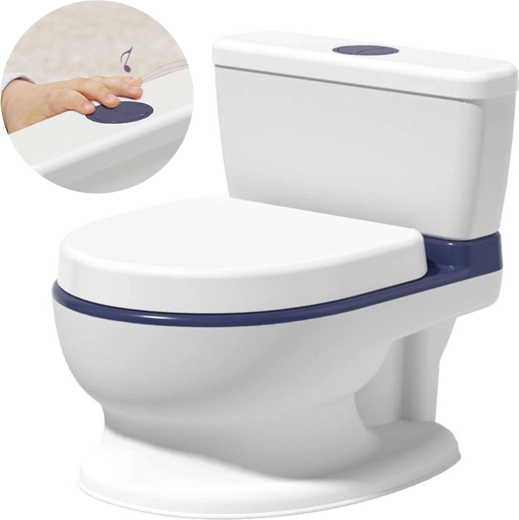 Orinal infantil interactivo con melodía blanco-azul