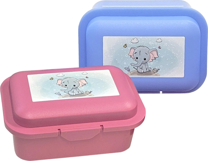 Caja para merienda con elefantito, de plástico, surtido de colores