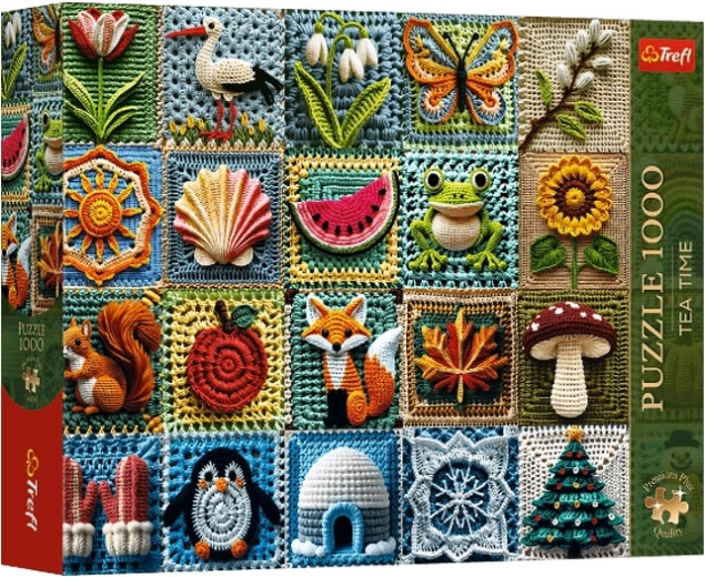Puzzle Trefl Premium Plus Tea time: cuatro estaciones tejidas a ganchillo 1000 piezas